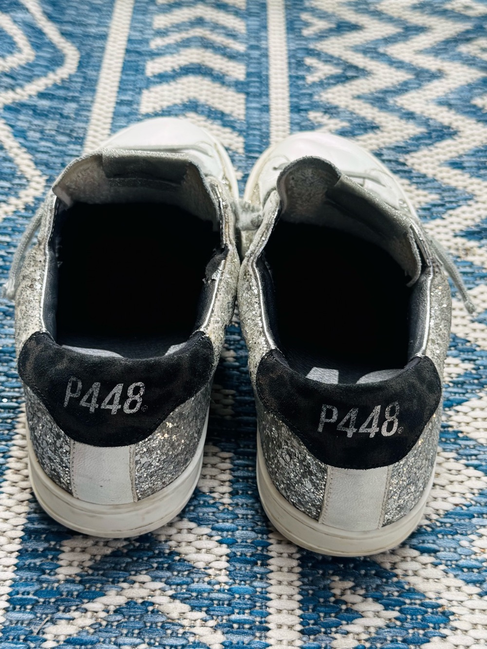 P448 Silver Glitter Leather Sneakers - EU 38 - Picture 5 of 6